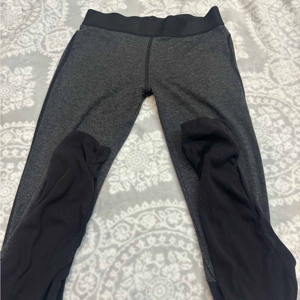 Bombshell Sportswear Heather Grey and Black Leggings with Elastic Waistband